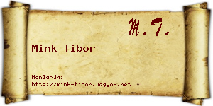 Mink Tibor névjegykártya